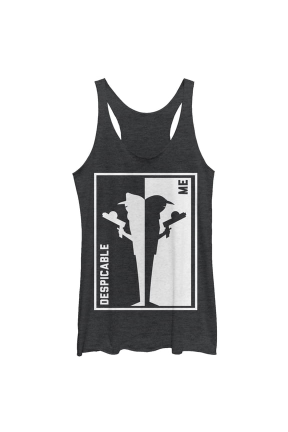 Women's Despicable Me 3 Brother Trouble Frame Racerback Tank Top Black Heather Medium