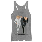 Women's Despicable Me 3 Dru and Gru Brothers Racerback Tank Top Gray Heather Small