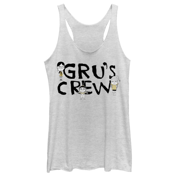 Women's Despicable Me 3 Gru's Crew Racerback Tank Top White Heather Large