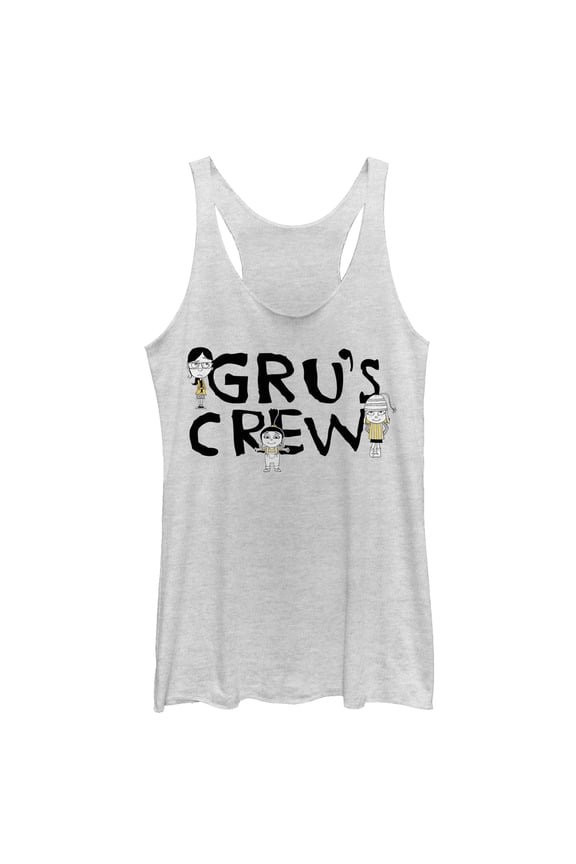 Women's Despicable Me 3 Gru's Crew Racerback Tank Top White Heather Large
