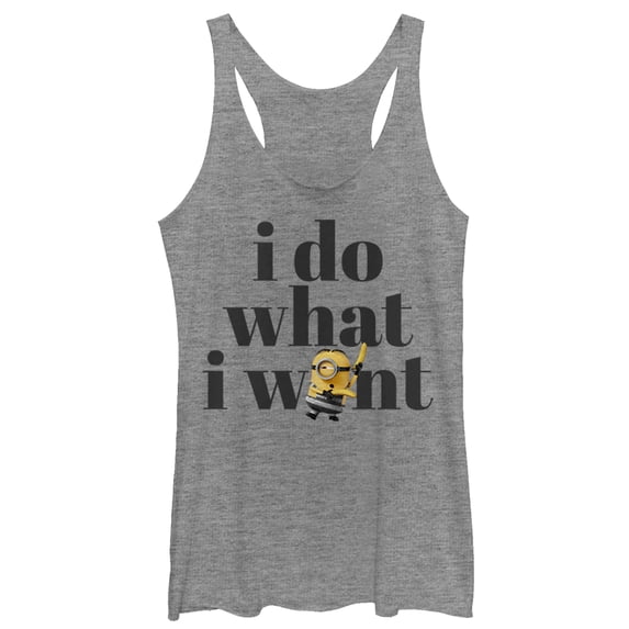 Women's Despicable Me 3 Minion Do What I Want Racerback Tank Top Gray Heather Medium