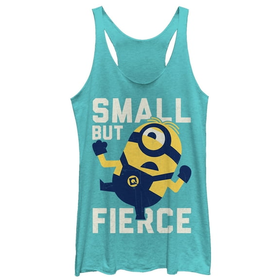 Women's Despicable Me 3 Minion Small But Fierce  Racerback Tank Top Tahiti Blue Large
