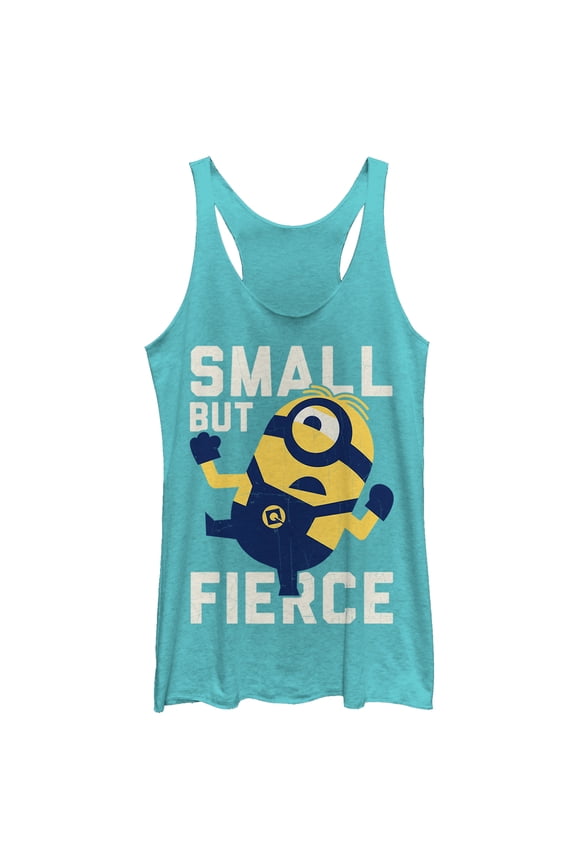 Women's Despicable Me 3 Minion Small But Fierce Racerback Tank Top Tahiti Blue X Small
