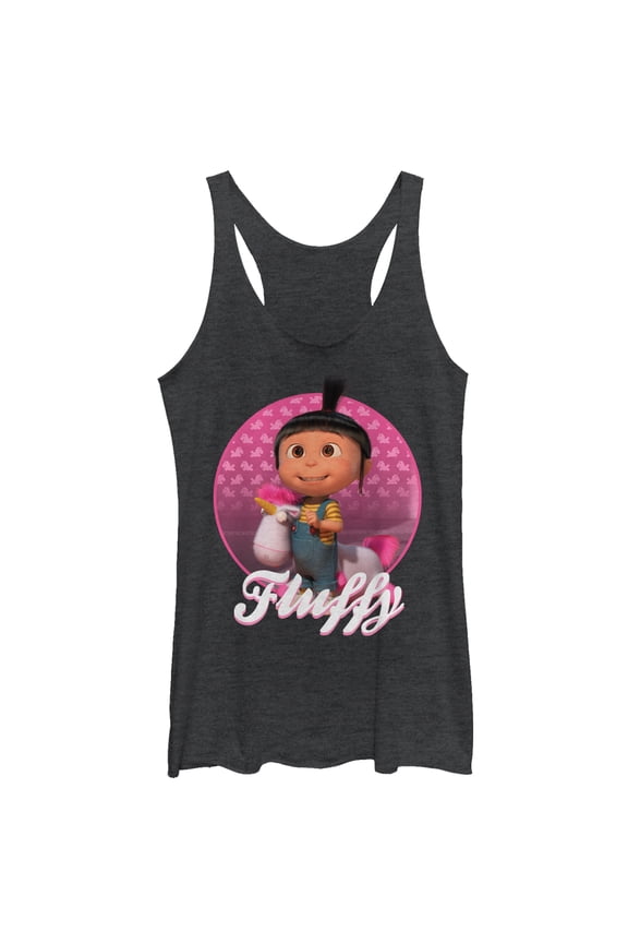 Women's Despicable Me Agnes Fluffy Unicorn  Racerback Tank Top Black Heather Medium