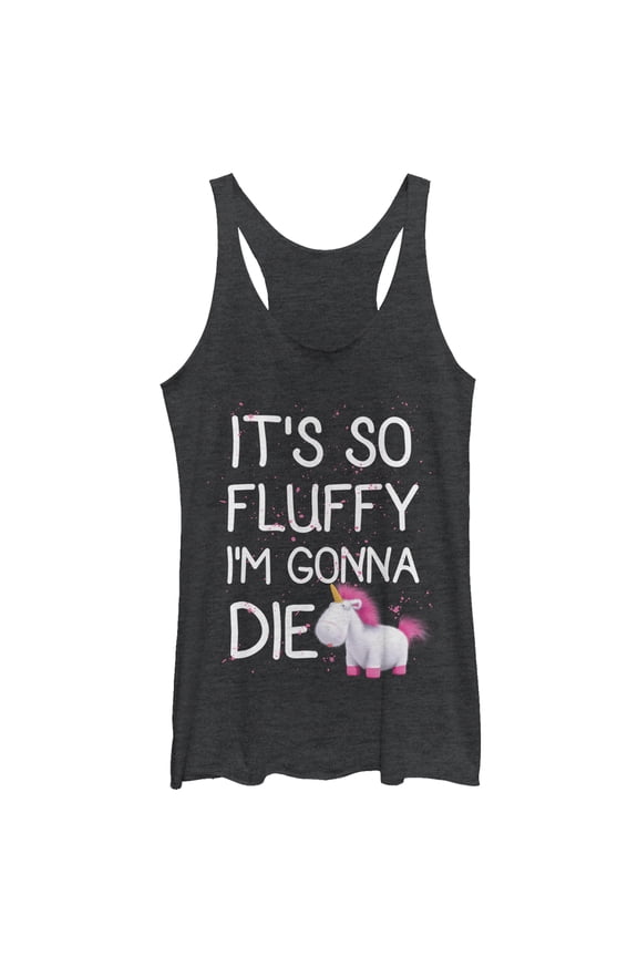 Women's Despicable Me Agnes Fluffy Unicorn Spots Racerback Tank Top Black Heather Medium