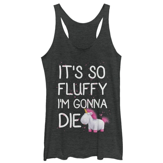 Women's Despicable Me Agnes Fluffy Unicorn Spots Racerback Tank Top Black Heather X Large
