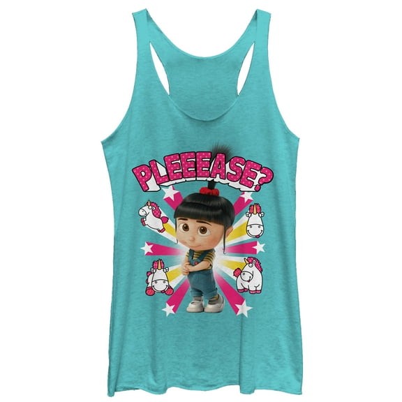 Women's Despicable Me Agnes Please  Racerback Tank Top Tahiti Blue 2X Large