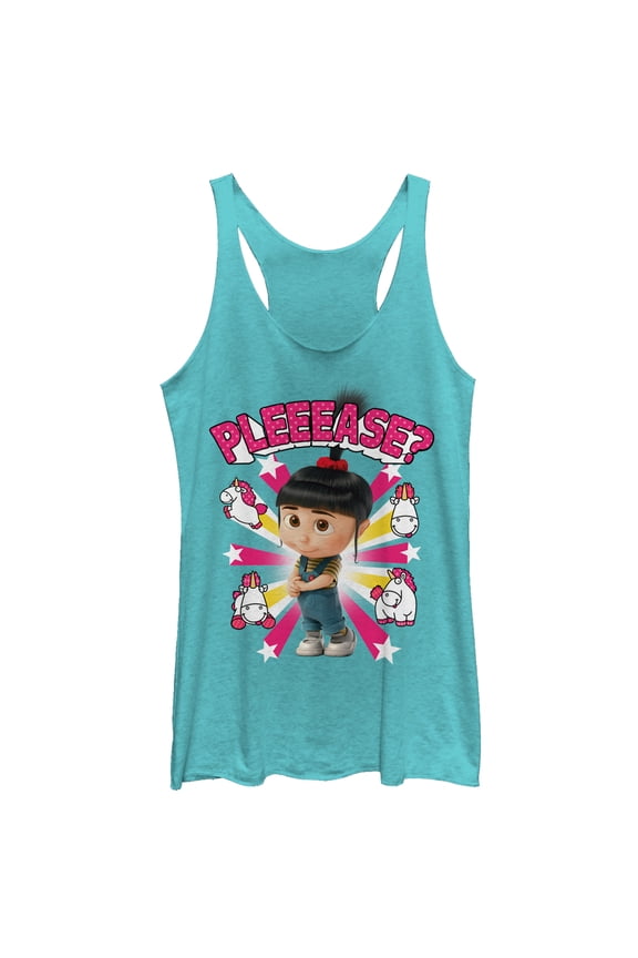 Women's Despicable Me Agnes Please Racerback Tank Top Tahiti Blue Medium