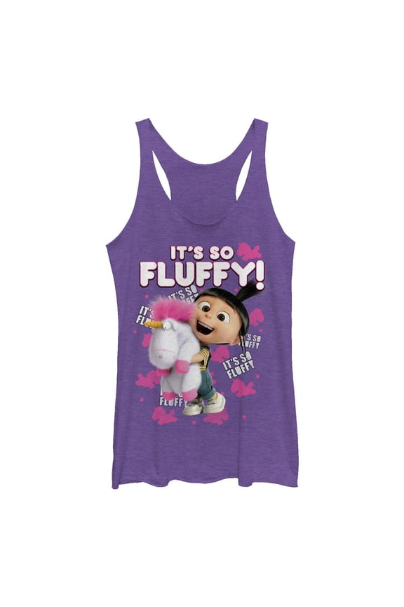 Women's Despicable Me Agnes So Fluffy Unicorn  Racerback Tank Top Purple Heather 2X Large