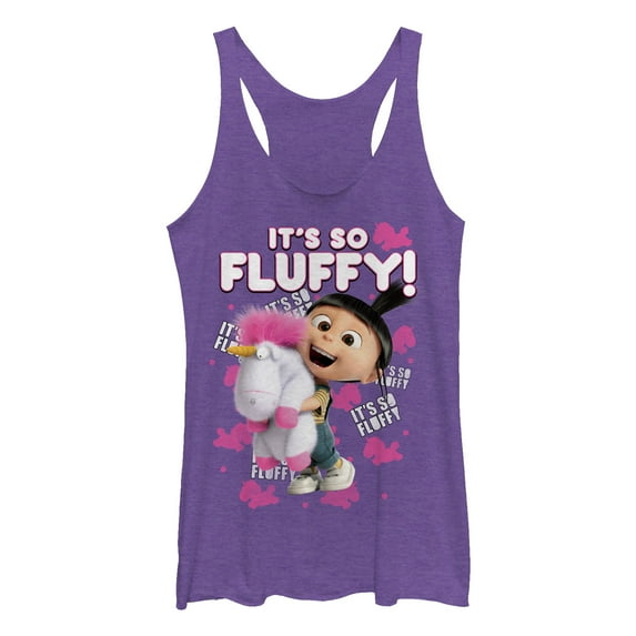 Women's Despicable Me Agnes So Fluffy Unicorn Racerback Tank Top Purple Heather 2X Large