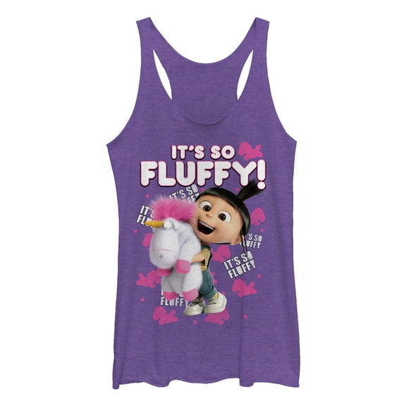 Women's Despicable Me Agnes So Fluffy Unicorn  Racerback Tank Top Purple Heather Medium