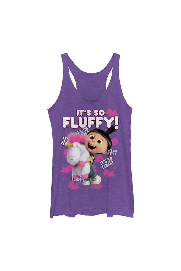 Women's Despicable Me Agnes So Fluffy Unicorn Racerback Tank Top Purple Heather Medium