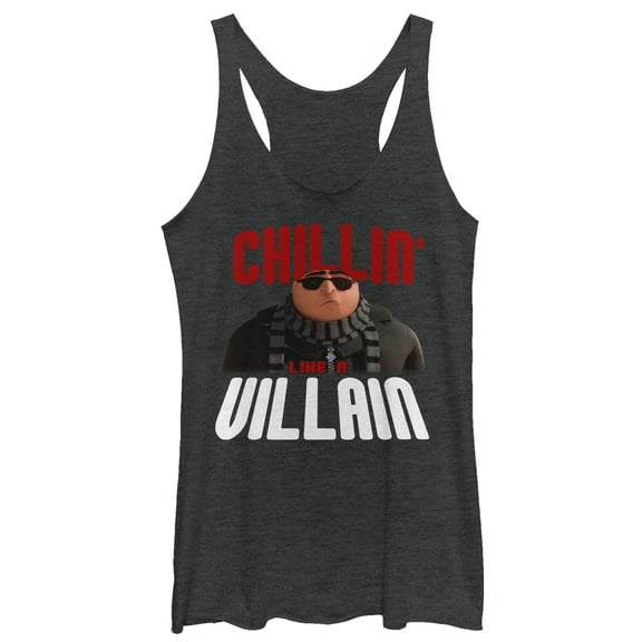 Women's Despicable Me Gru Chillin' Like a Villain  Racerback Tank Top Black Heather Large