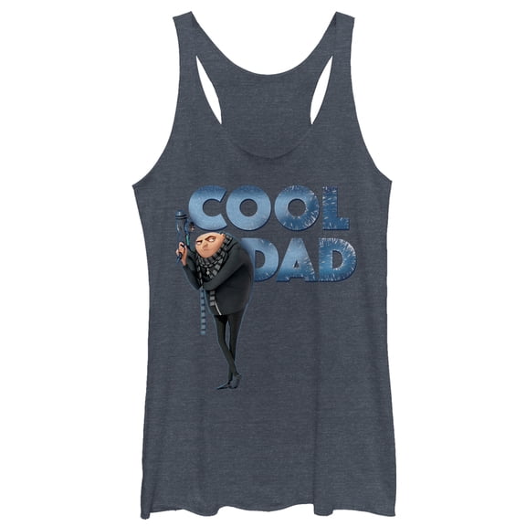 Women's Despicable Me Gru Cool Dad Racerback Tank Top Navy Blue Heather Small