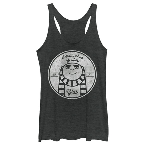 Women's Despicable Me Gru Genius 2010 Racerback Tank Top Black Heather Large