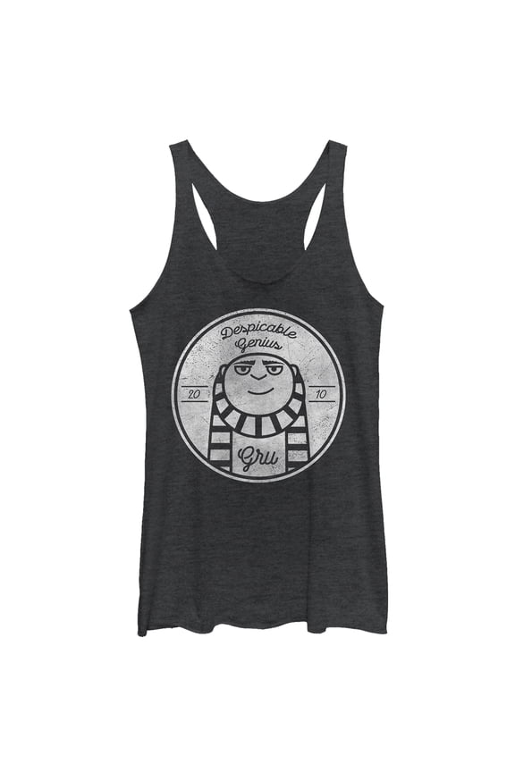 Women's Despicable Me Gru Genius 2010 Racerback Tank Top Black Heather Large