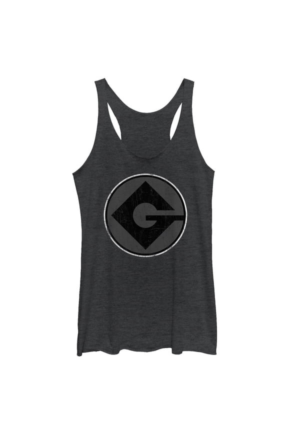 Women's Despicable Me Gru Logo Racerback Tank Top Black Heather Small