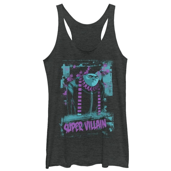 Women's Despicable Me Gru Supervillain Racerback Tank Top Black Heather Small