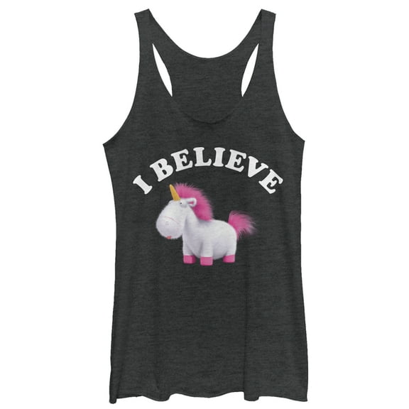 Women's Despicable Me I Believe Unicorns  Racerback Tank Top Black Heather Small