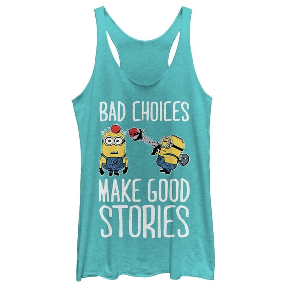 Women's Despicable Me Minion Bad Choices  Racerback Tank Top Tahiti Blue Small