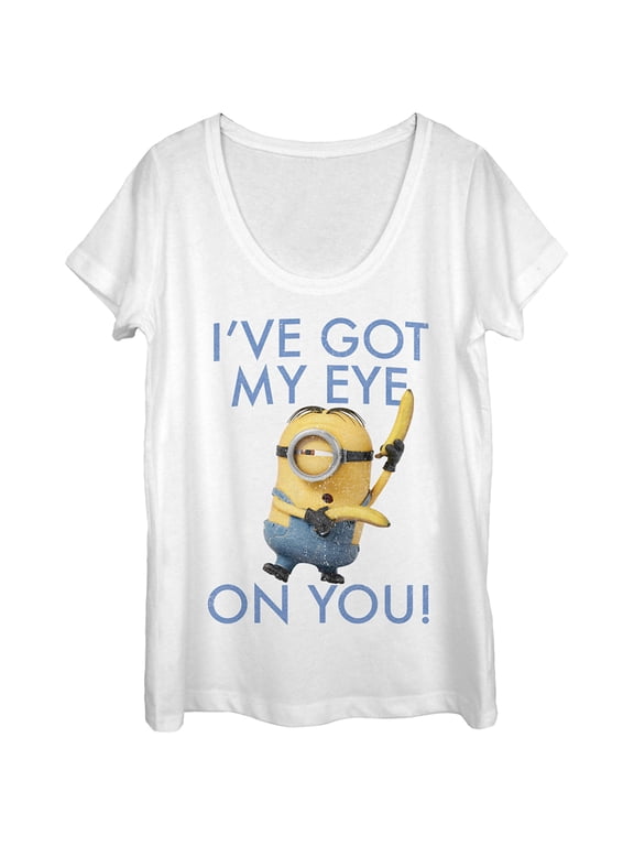 Women's Despicable Me Minion Eye on You Scoop Neck White Large