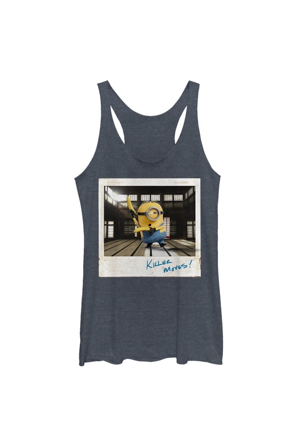 Women's Despicable Me Minion Karate Racerback Tank Top Navy Blue Heather Large