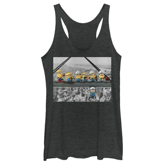 Women's Despicable Me Minion Lunch Hang Out Racerback Tank Top Black Heather 2X Large