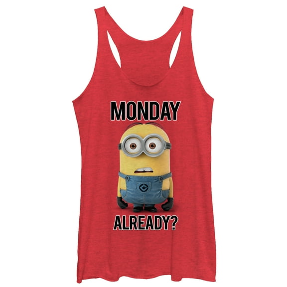 Women's Despicable Me Minion Monday Already  Racerback Tank Top Red Heather X Large