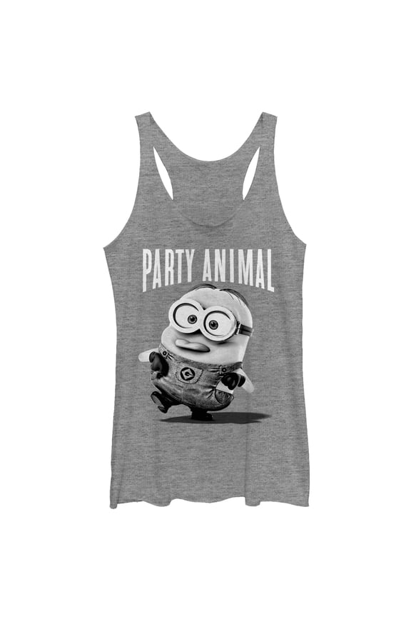 Women's Despicable Me Minion Party Animal Racerback Tank Top Gray Heather Medium