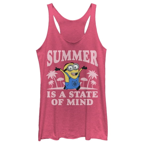 Women's Despicable Me Minion Summer State of Mind  Racerback Tank Top Pink Heather X Small