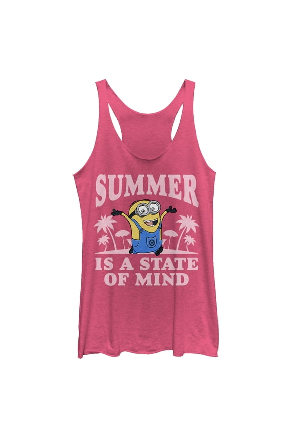 Women's Despicable Me Minion Summer State of Mind Racerback Tank Top Pink Heather X Small