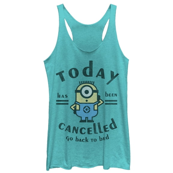 Women's Despicable Me Minion Today Cancelled  Racerback Tank Top Tahiti Blue X Large