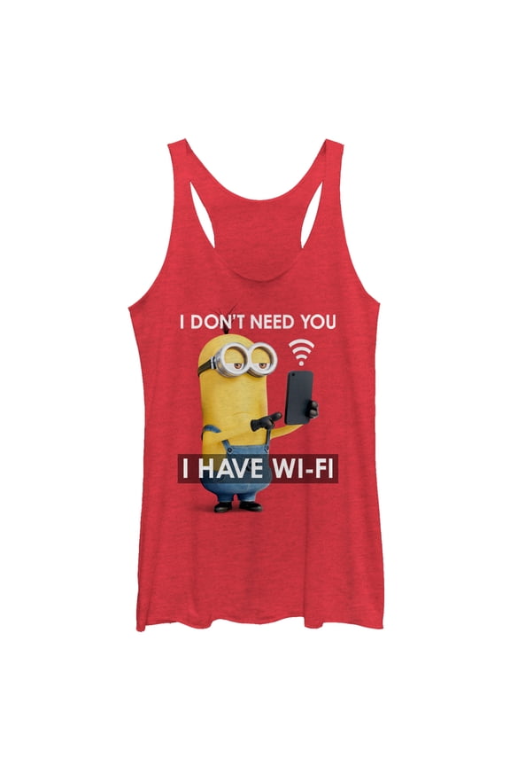 Women's Despicable Me Minion Wi-Fi Racerback Tank Top Red Heather Small