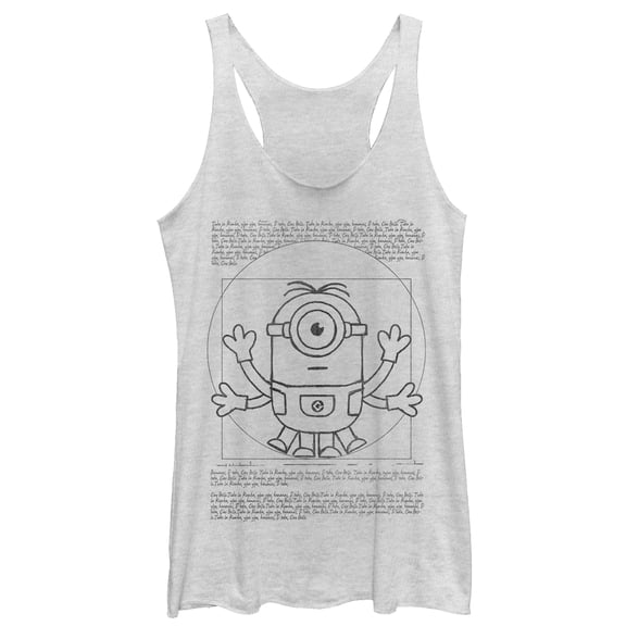 Women's Despicable Me Minion da Vinci Man Racerback Tank Top White Heather Large