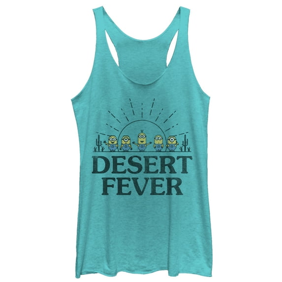 Women's Despicable Me Minions Desert Fever Racerback Tank Top Tahiti Blue Medium