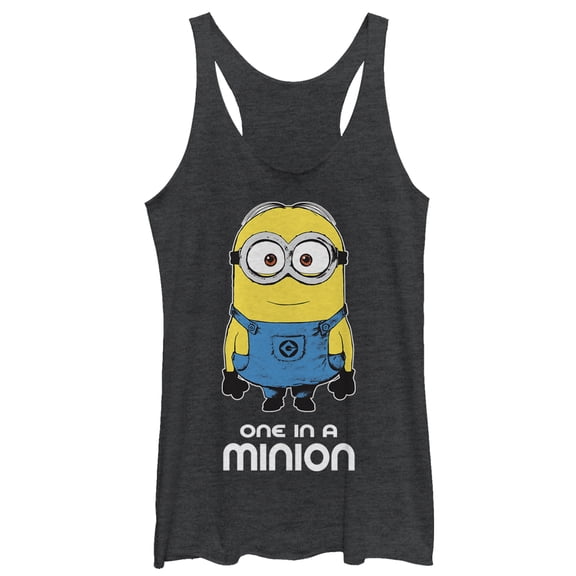 Women's Despicable Me One in Minion Racerback Tank Top Black Heather X Small