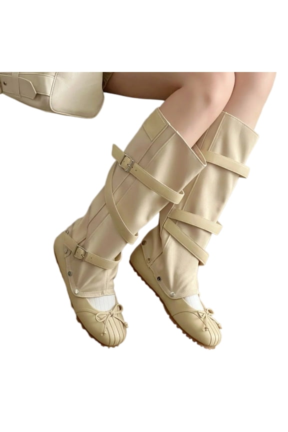 Women's Detachable Ballet Slouch Boots, Two-Way Foldable Flat Booties