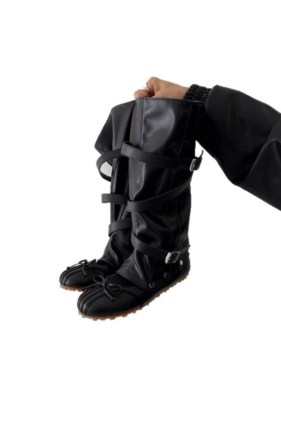 Women's Detachable Ballet Slouch Boots, Two-Way Foldable Flat Booties