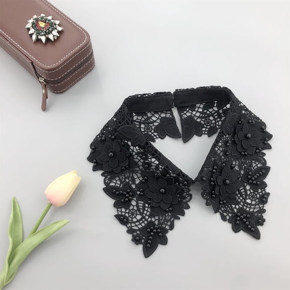 Women's Detachable Collar Red Christmas Striped Detachable Collar 2026 Christmas Half High Collar Detachable Collar Shirt,Black