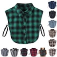 thumbnail image 1 of Women's Detachable Fake Collar, Plaid & Denim Styles, Pointed Shirt Collar, Adjustable Back Ties, Layering Accessory, Sweaters, Blouses, Casual Daily Wear A One Size, 1 of 3