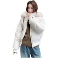 thumbnail image 1 of Women's Collar Short Puffer Jacket - Casual Thickened Warm Cotton-Padded Winter Outerwear, 1 of 8