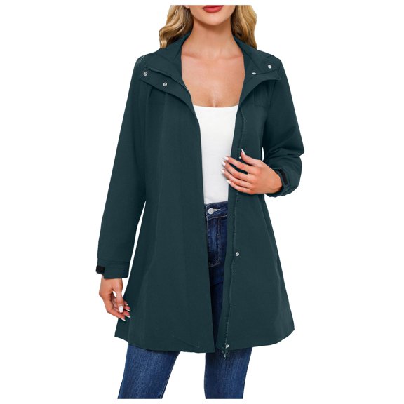Women's Detachable Hood Water Windbreaker Women's Solid Color Long Sleeved Thin Coat Matching with Various Outfits Hand Wash