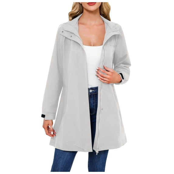 Women's Detachable Hood Water Windbreaker Women's Solid Color Long Sleeved Thin Coat Matching with Various Outfits Hand Wash