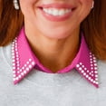 thumbnail image 1 of Women's Detachable Pearl Shirt Collar, Button Down False Collar for Layering, Fashion Collar for Sweaters, Dresses, and Outfit Accessory Hot Pink, 1 of 3