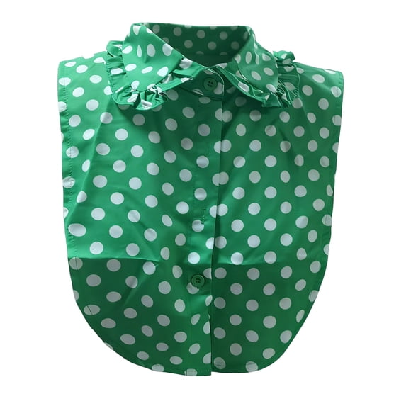 Women's Detachable Polka Dot False Collar, Rayon Blend Round Neck Decorative Collar, Cute and Comfortable Inner Layering Accessory for a Playful Style-Green