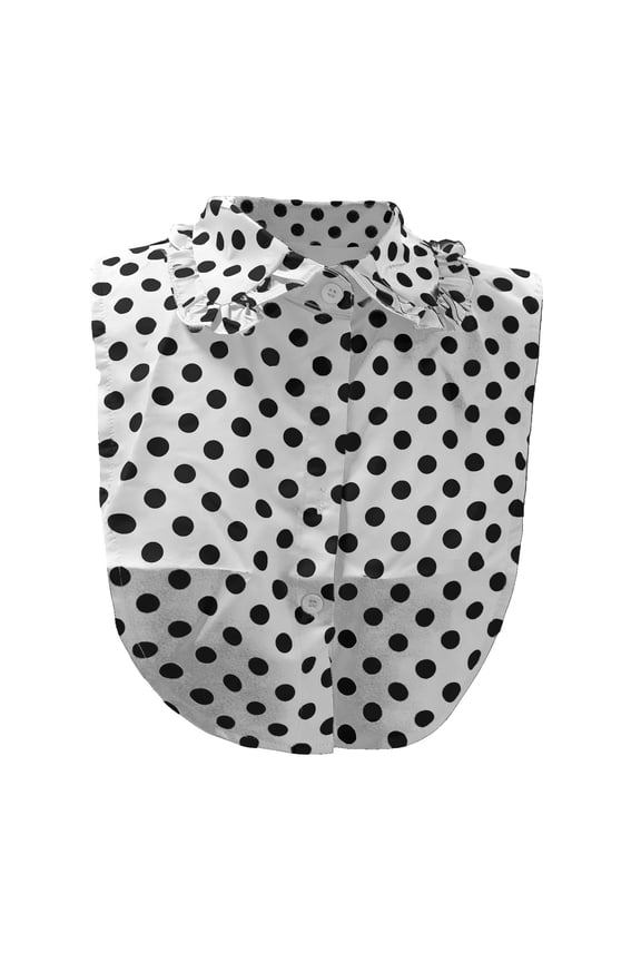 Women's Detachable Polka Dot False Collar, Rayon Blend Round Neck Decorative Collar, Cute and Comfortable Inner Layering Accessory for a Playful Style-White
