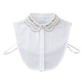 thumbnail image 1 of Women's Detachable Round False Collar, Openwork Design with Pearl Bead Embellishment, Inner Layering Piece for a Subtle and Stylish Neckline Detail-White, 1 of 3