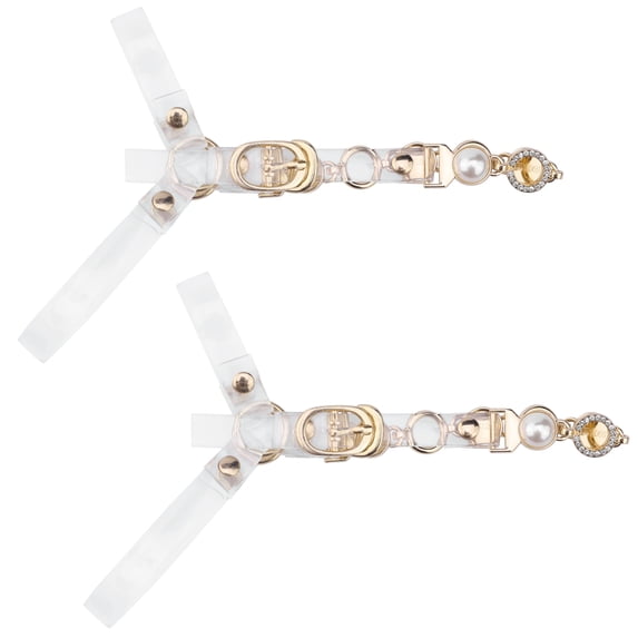 Women's Halloween's Halloween Detachable Shoe Straps Bands Adjustable Anti-Slip Faux Pearl Chain Shoe Straps Belts with Buckle for Heels 1 Pair Transparent One Size