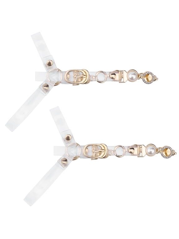 Women's Halloween's Halloween Detachable Shoe Straps Bands Adjustable Anti-Slip Faux Pearl Chain Shoe Straps Belts with Buckle for Heels 1 Pair Transparent One Size
