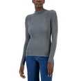 thumbnail image 1 of Women's Detail Ribbed Mock Neck Sweater Medium Hthr Grey S, 1 of 1